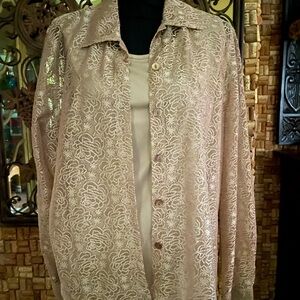 Beautiful Twinset Selene Sport in Champagne - Dressy Lace Shirt & Tank XL